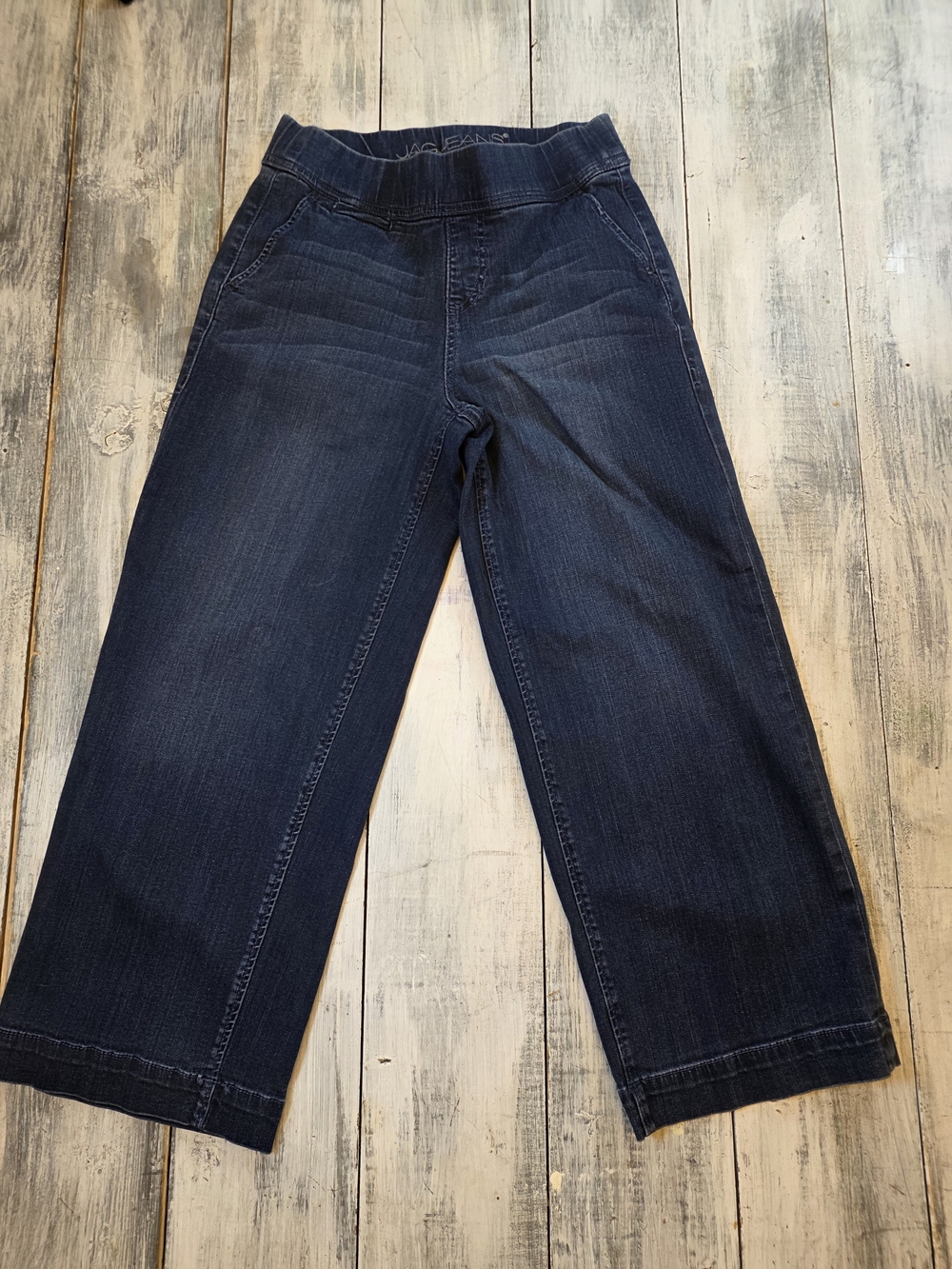 Jag Jeans Women's Dark Blue Cropped Wide-Leg Denim Pull On Jeans sz 4